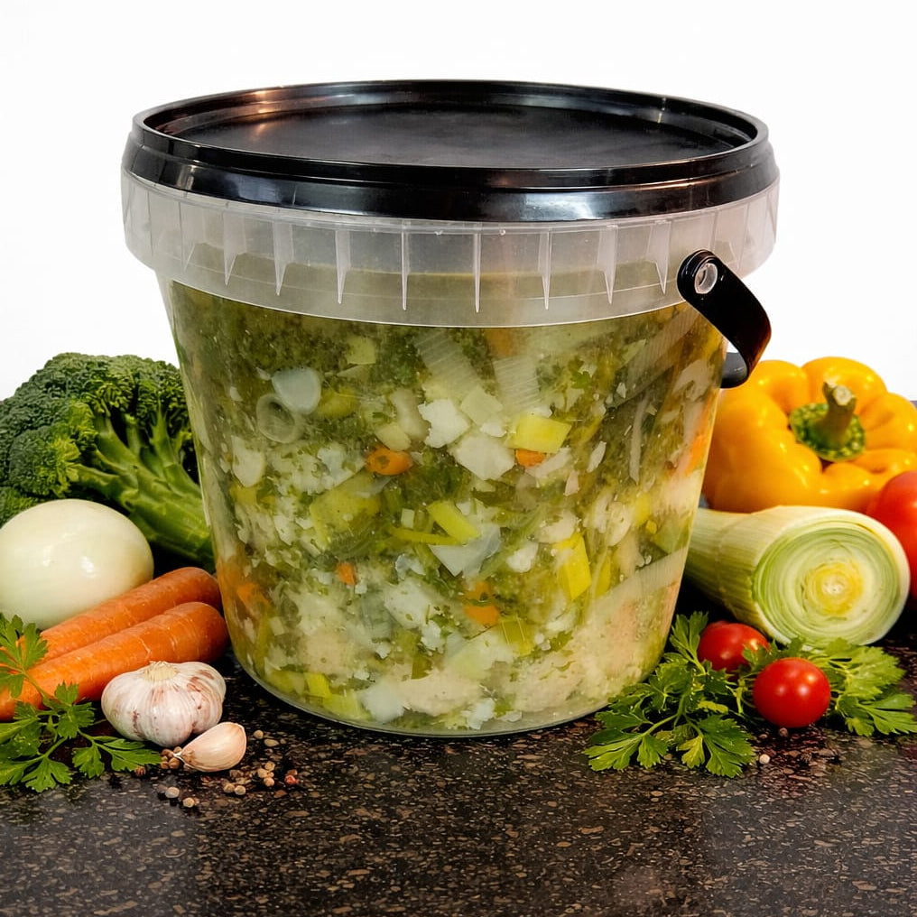 Heldere kippenbouillon met fijne groenten en balletjes