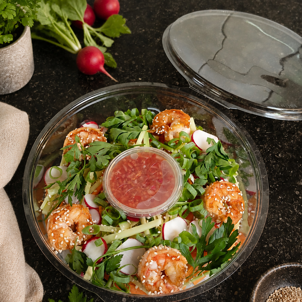 Vietnamese noedelsalade met scampi